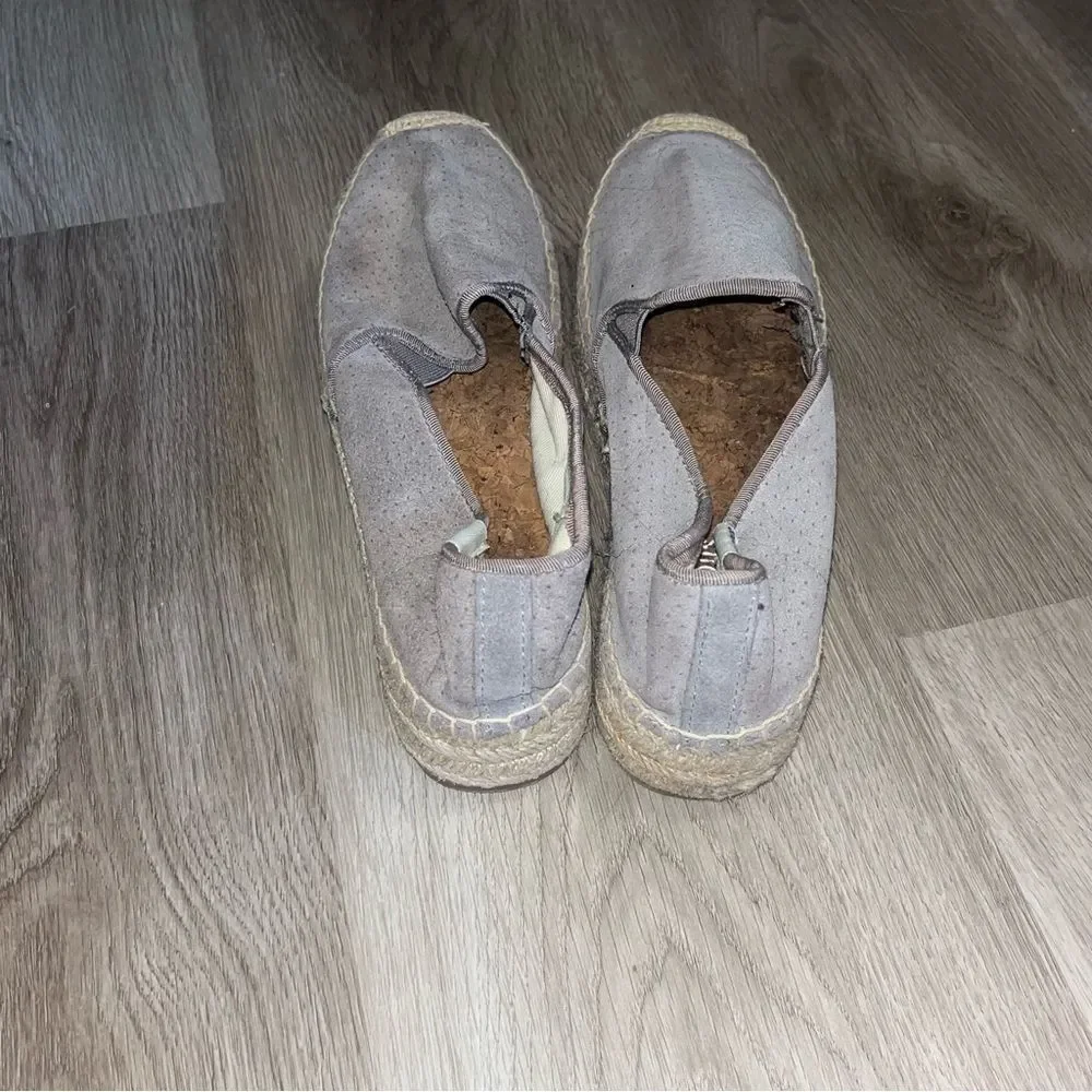 Soludos 6.5 Grey Suede Platform Espadrilles